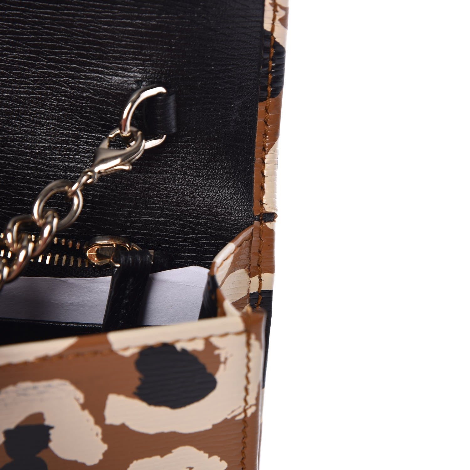 Gucci Patent Leopard Print Betty Chain Wallet Tobacco Black 8 of 10