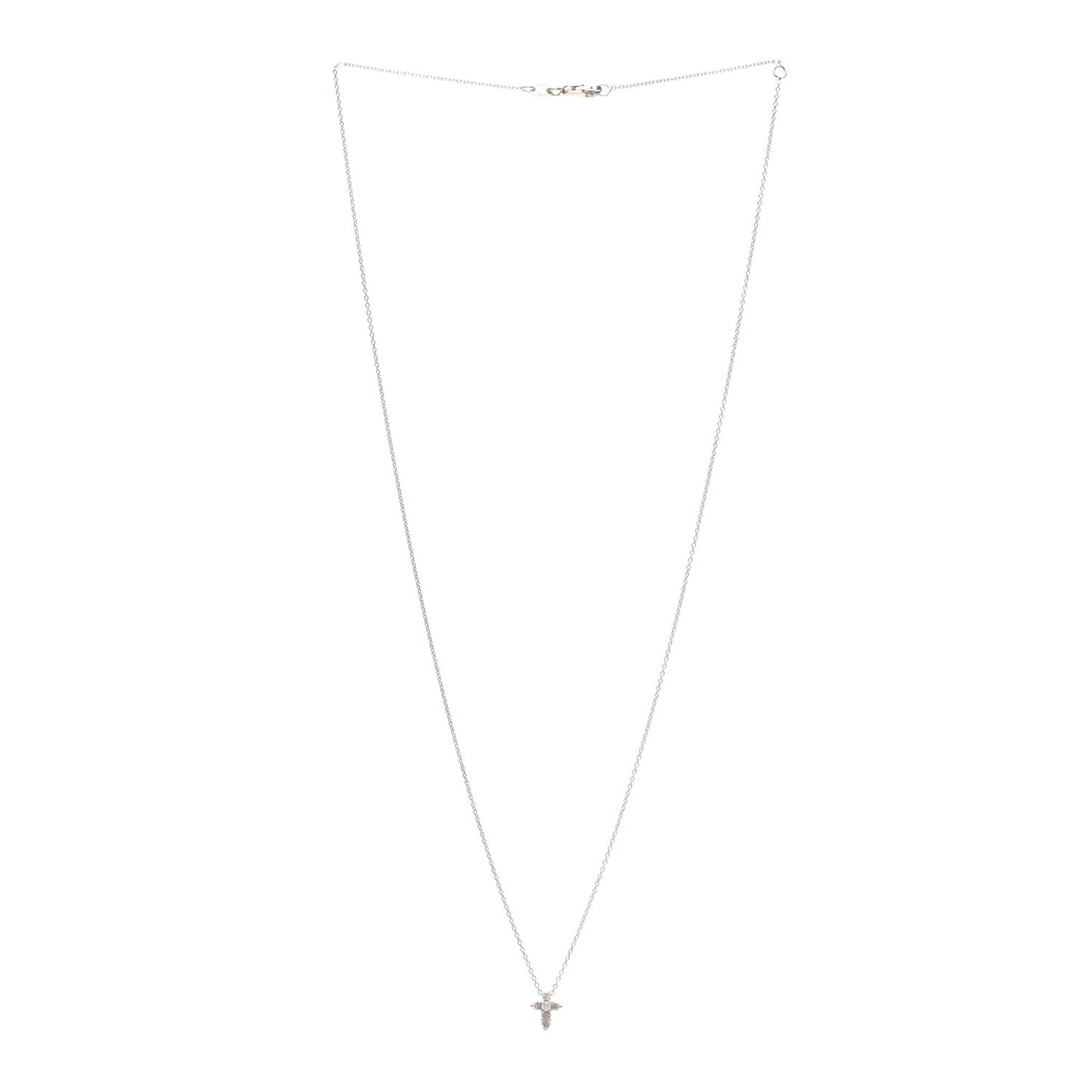 18K White Gold Diamond Tiny Treasures Baby Cross Pendant Necklace