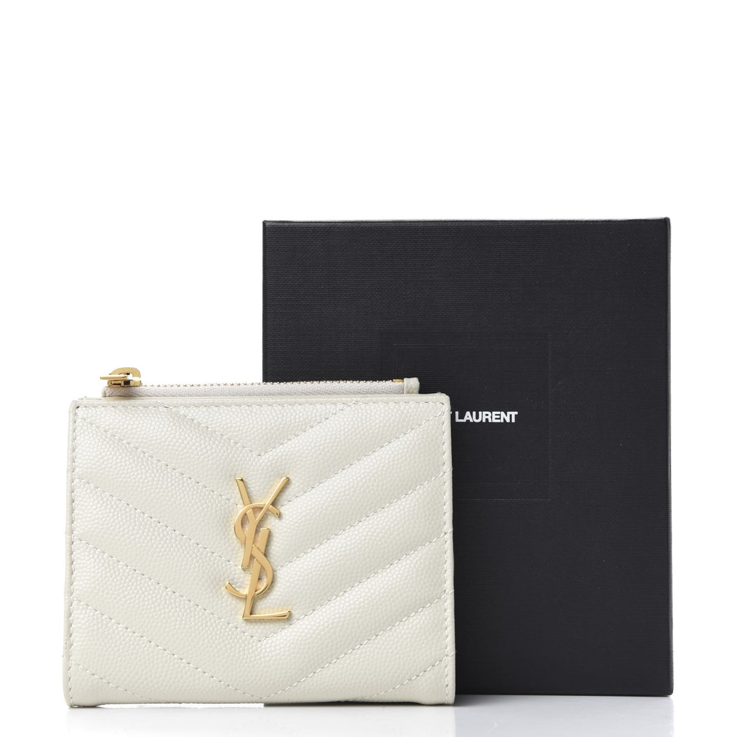 Grain De Poudre Matelasse Chevron Monogram Zipped Card Case Crema Soft