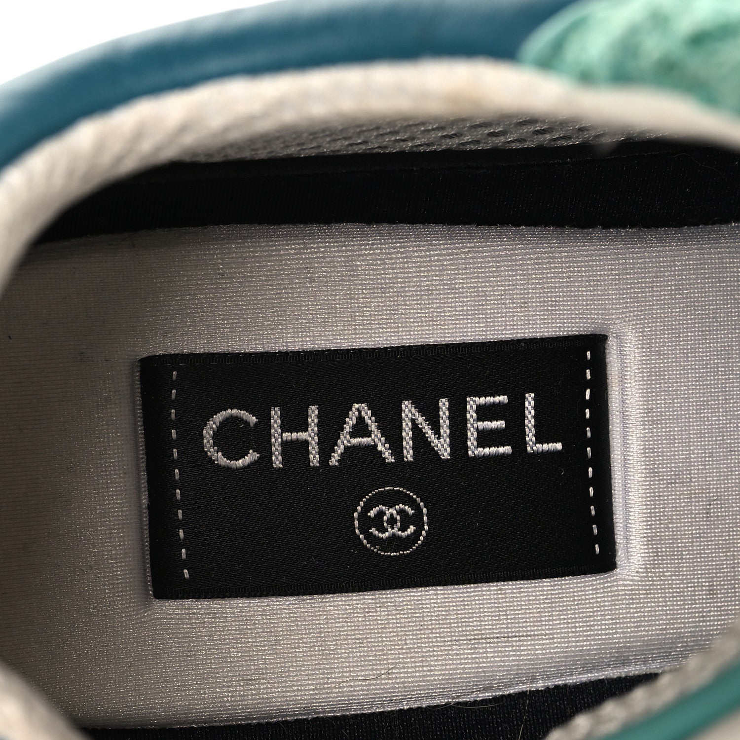Chanel Tweed Suede Calfskin CC Sneakers 41 Green Navy 8 of 9