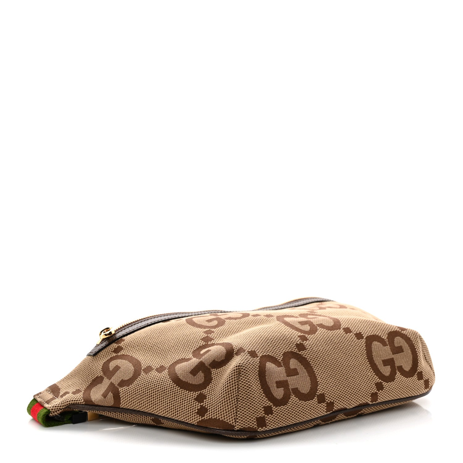 Gucci Monogram Jumbo GG Textured Dollar Calfskin Web Belt Bag