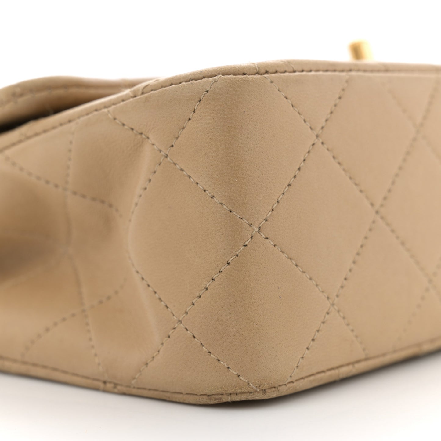 Lambskin Quilted Small Double Flap Beige