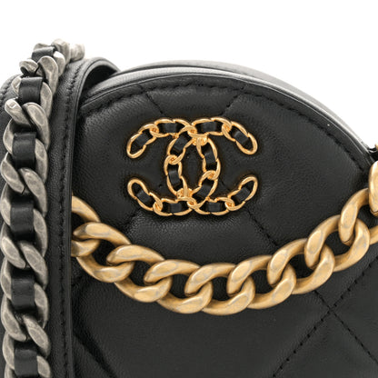 Chanel Lambskin Quilted Chanel 19 Round Clutch With Chain Black 8 of 12