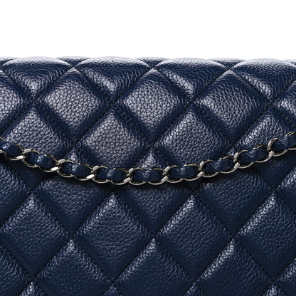 Chanel Metallized Calfskin Quilted XXL Travel Flap Bag Navy 8 of 10