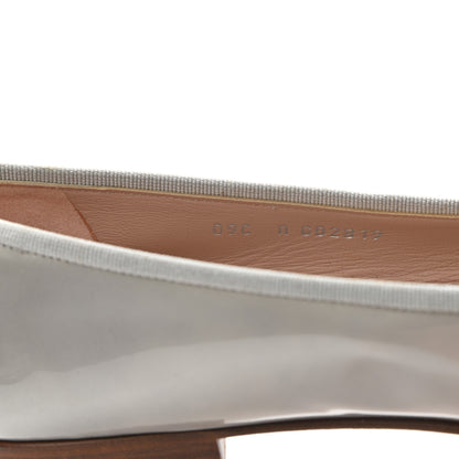 Chanel Calfskin Patent Cap Toe CC Ballerina Flats 40 Grey 8 of 9
