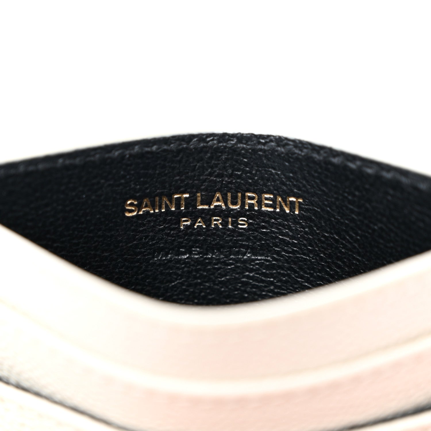 Saint Laurent Grain De Poudre Matelasse Chevron Monogram Credit Card Case Crema Soft 6 of 11