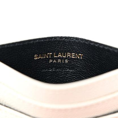 Saint Laurent Grain De Poudre Matelasse Chevron Monogram Credit Card Case Crema Soft 6 of 11