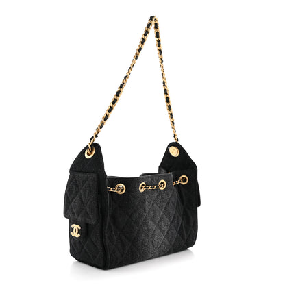 Chanel Washed Denim Quilted Mini Chanel 25 Handbag Black 3 of 10