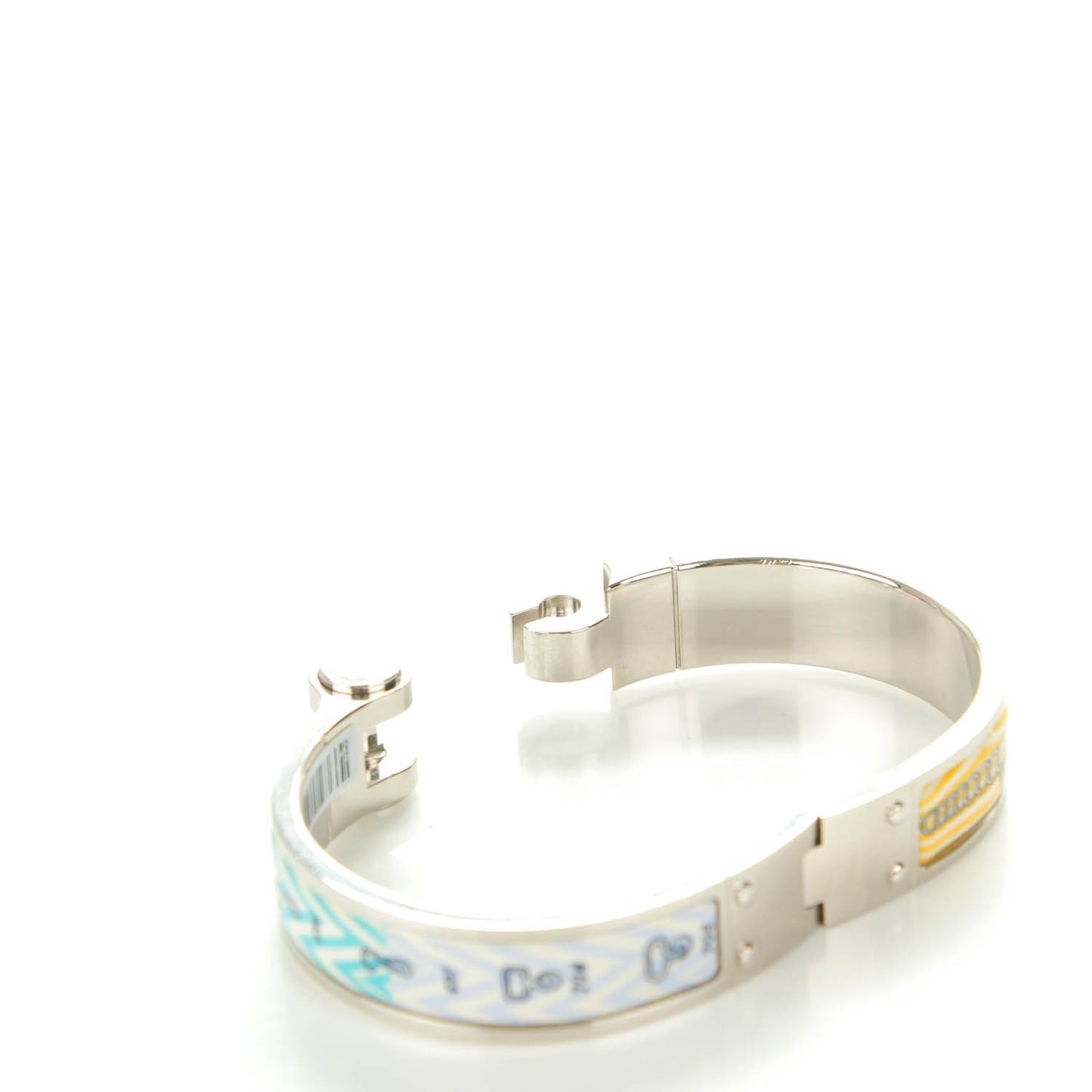 Enamel Printed Narrow Manufacture de Boucleries Hinged Bracelet S Pollen Azur