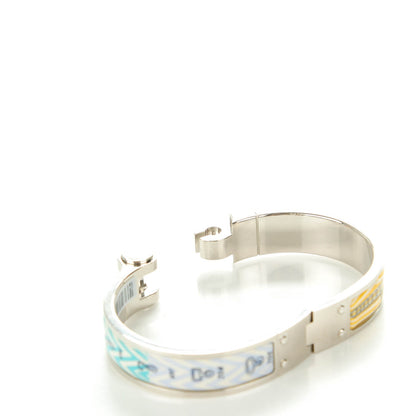 Hermes Enamel Printed Narrow Manufacture de Boucleries Hinged Bracelet S Pollen Azur 4 of 6