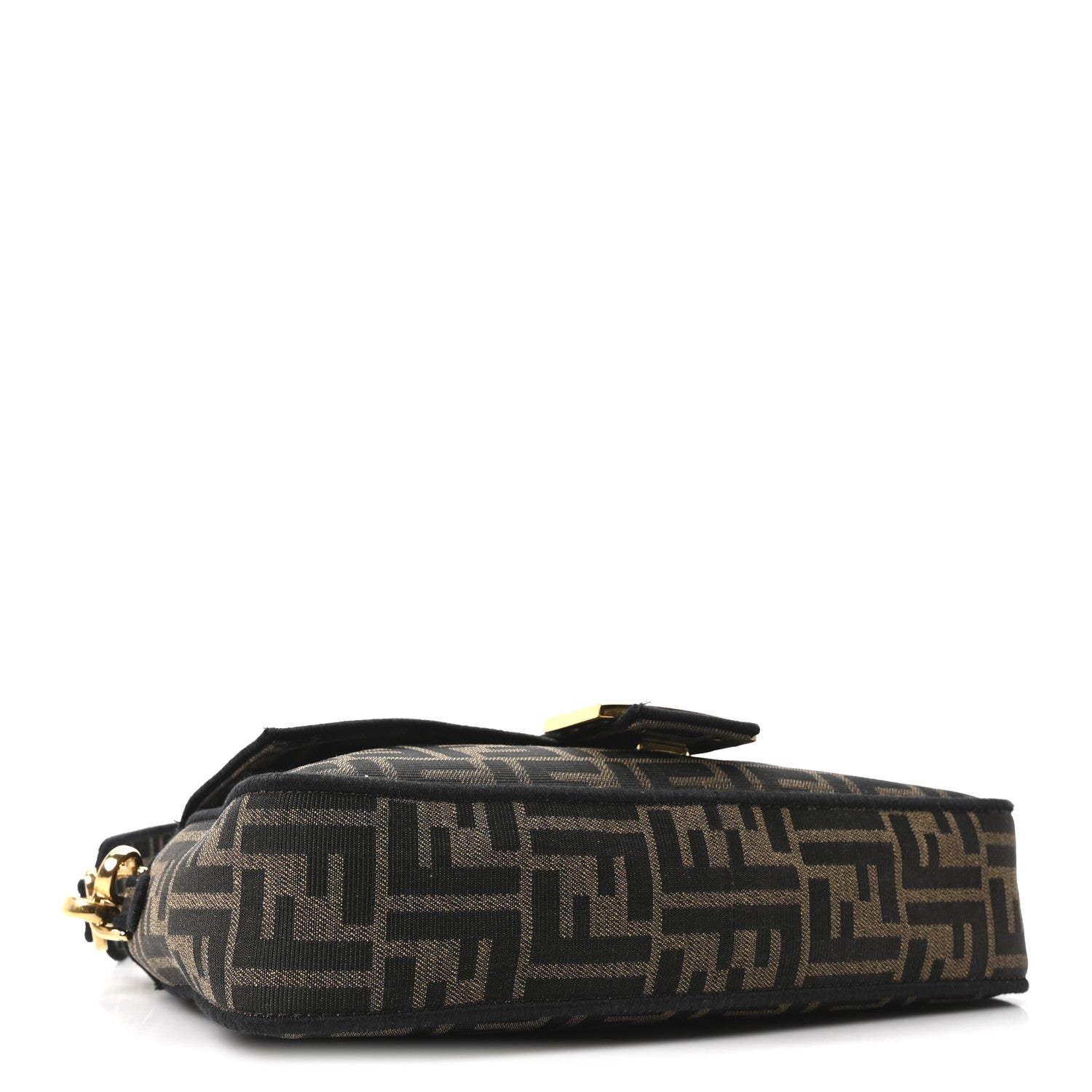 Fendi Fabric Jacquard FF 1974 Medium Baguette Tobacco Moro Black 4 of 10