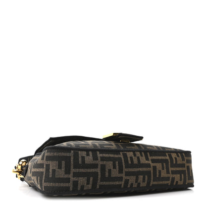 Fendi Fabric Jacquard FF 1974 Medium Baguette Tobacco Moro Black 4 of 10