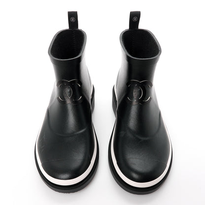 Chanel Rubber CC Short Rain Boots 37 Black 2 of 8