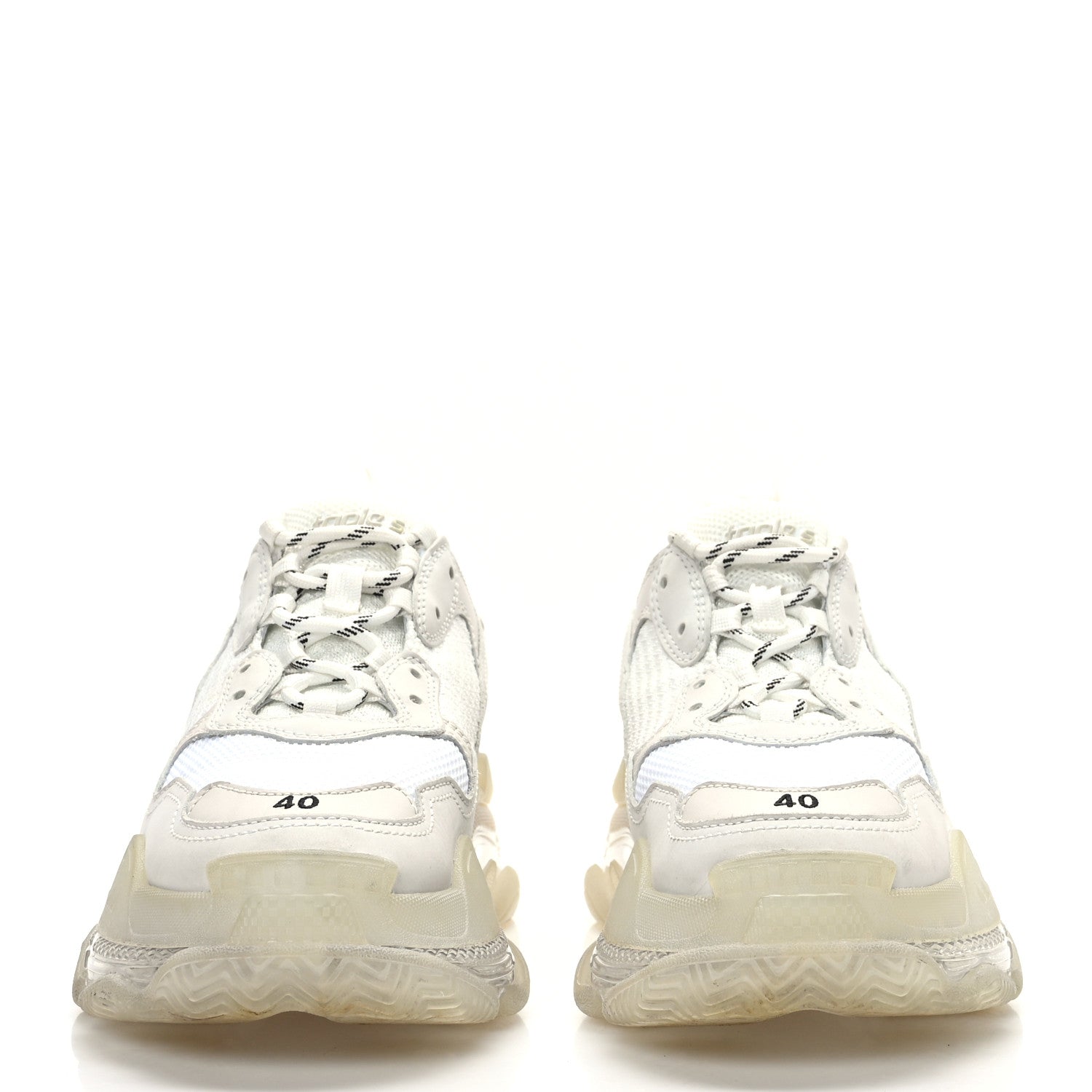 Balenciaga Fabric Mesh Clear Sole Womens Triple S Sneakers 40 White 2 of 7