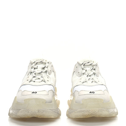Balenciaga Fabric Mesh Clear Sole Womens Triple S Sneakers 40 White 2 of 7