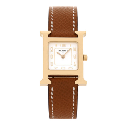Hermes Stainless Steel Epsom 21mm Heure H Hour Quartz Watch Gold 1 of 5