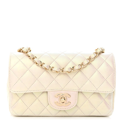 Chanel Iridescent Lambskin Quilted Mini Rectangular Flap Ivory 1 of 12
