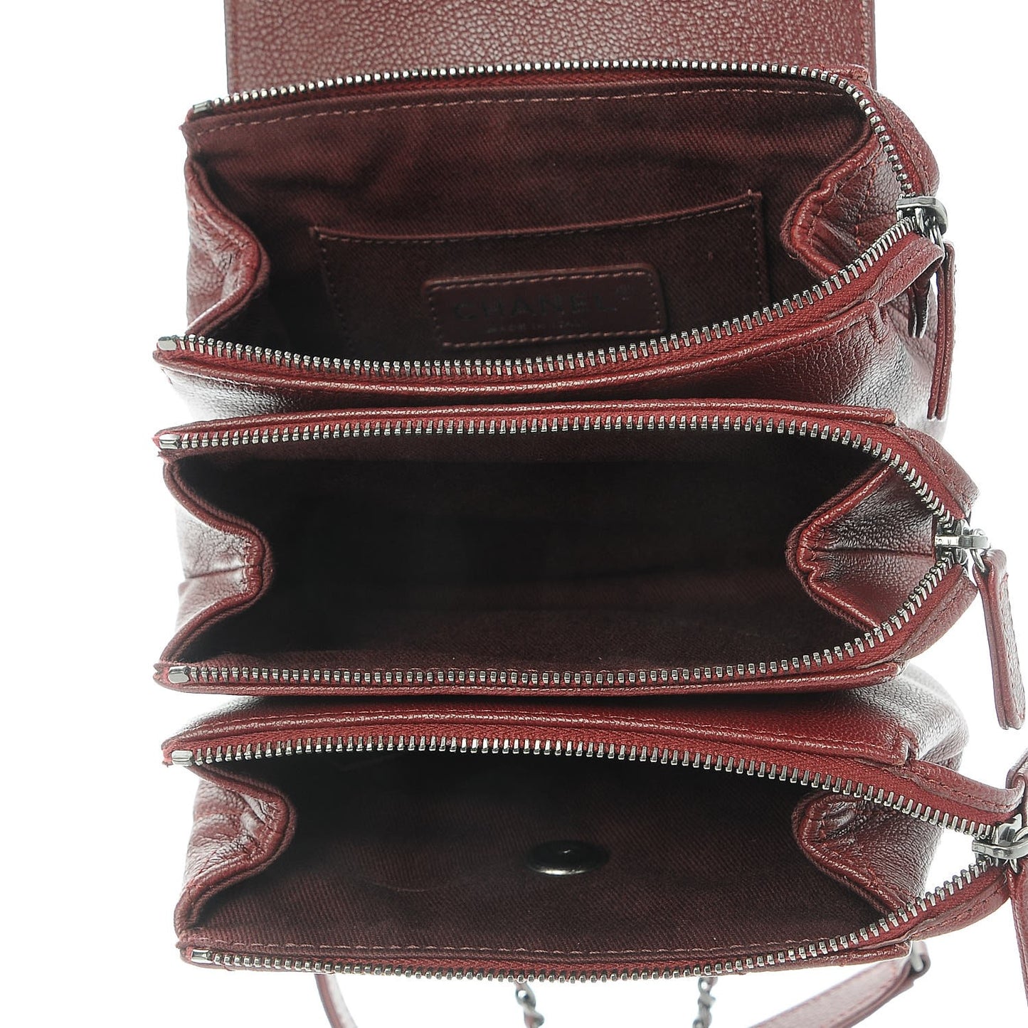 Goatskin Quilted CC Waiter Crossbody Burgundy