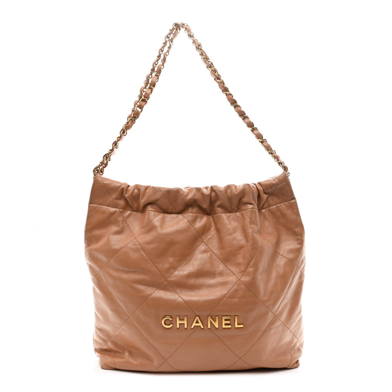 Chanel Shiny Calfskin Quilted Small Chanel 22 Beige 1 of 13