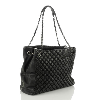 Chanel Iridescent Calfskin Quilted New Bubble North South Tote Dark Grey 3 of 7