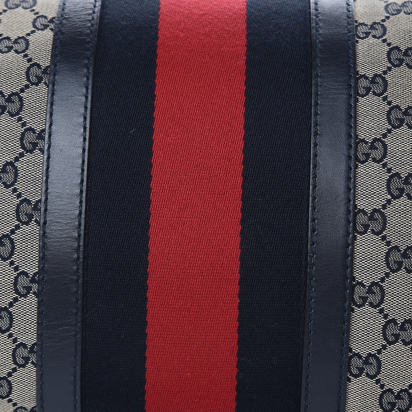 Monogram Selleria Calfskin Vintage Web Medium Boston Beige Blue