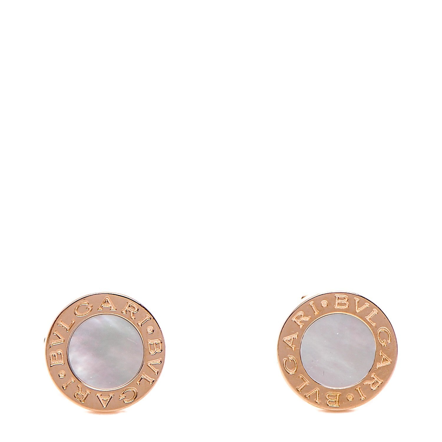 Bulgari 18K Rose Gold Mother of Pearl BVLGARI BVLGARI Stud Earrings 1 of 4