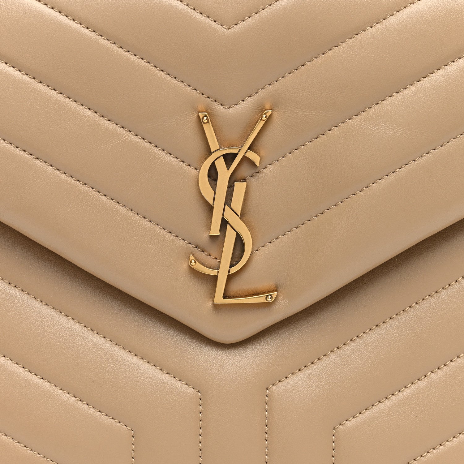 Saint Laurent Calfskin Y Quilted Monogram Medium Loulou Chain Satchel Natural Tan 7 of 10