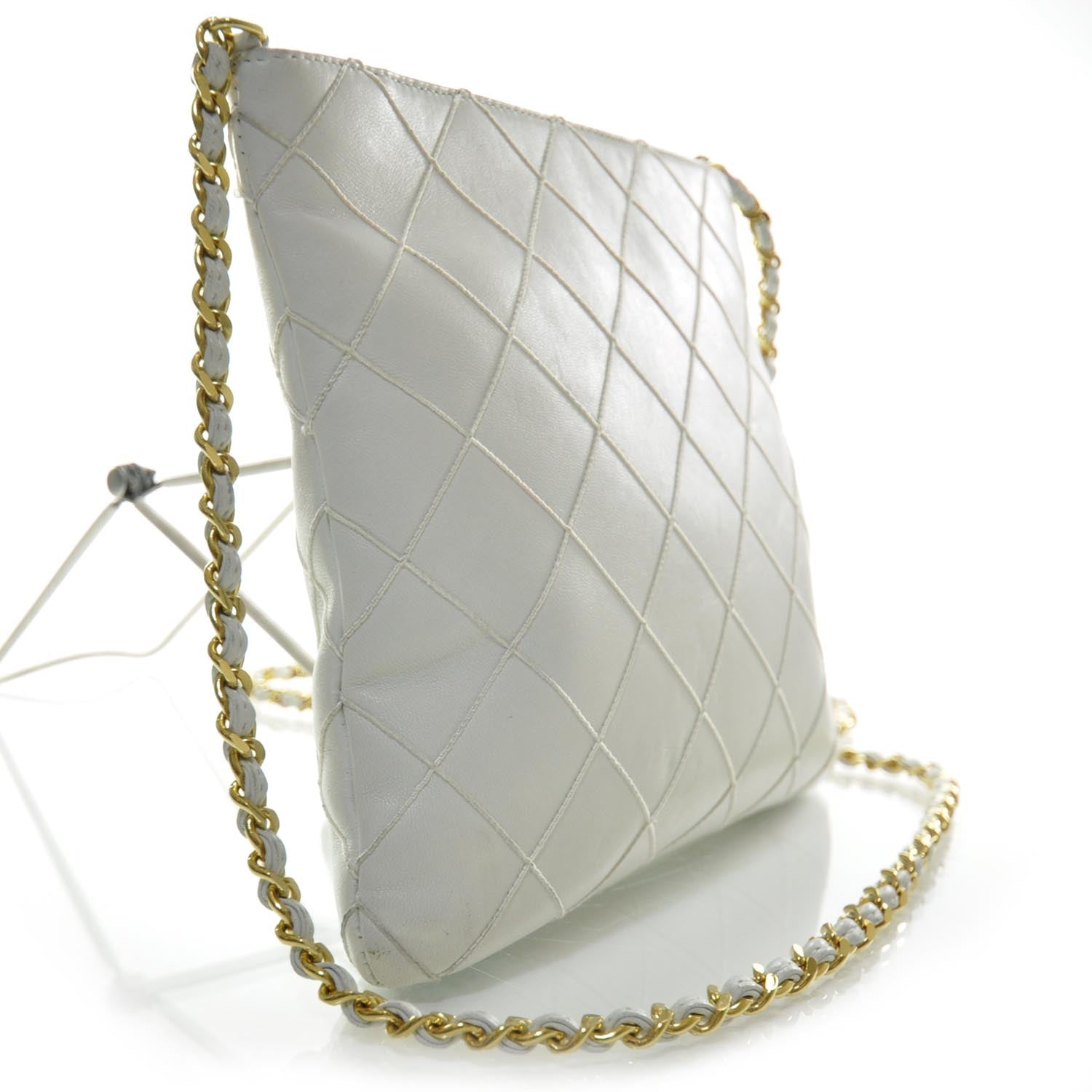 Chanel Lambskin Diamond Stitched Crossbody Tassel Bag White 2 of 10