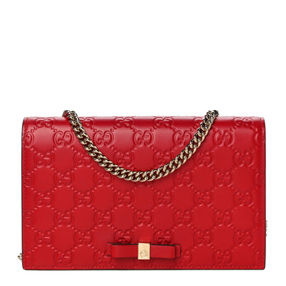 Gucci Guccissima Signature Bowy Chain Wallet Hibiscus Red 1 of 9