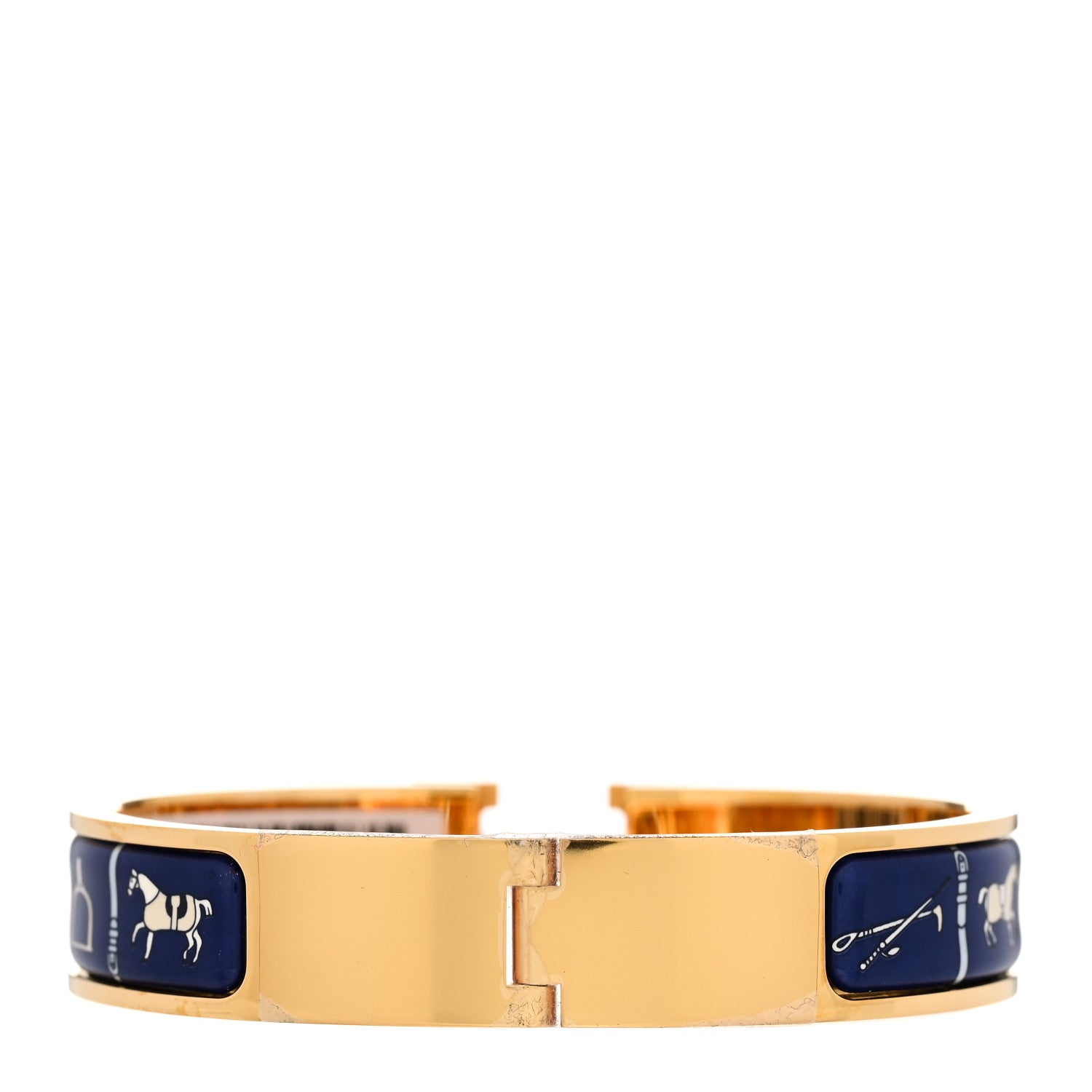 Hermes Enamel Printed Narrow Couvertures et Tenues de Jour PM Beige Blue 2 of 4