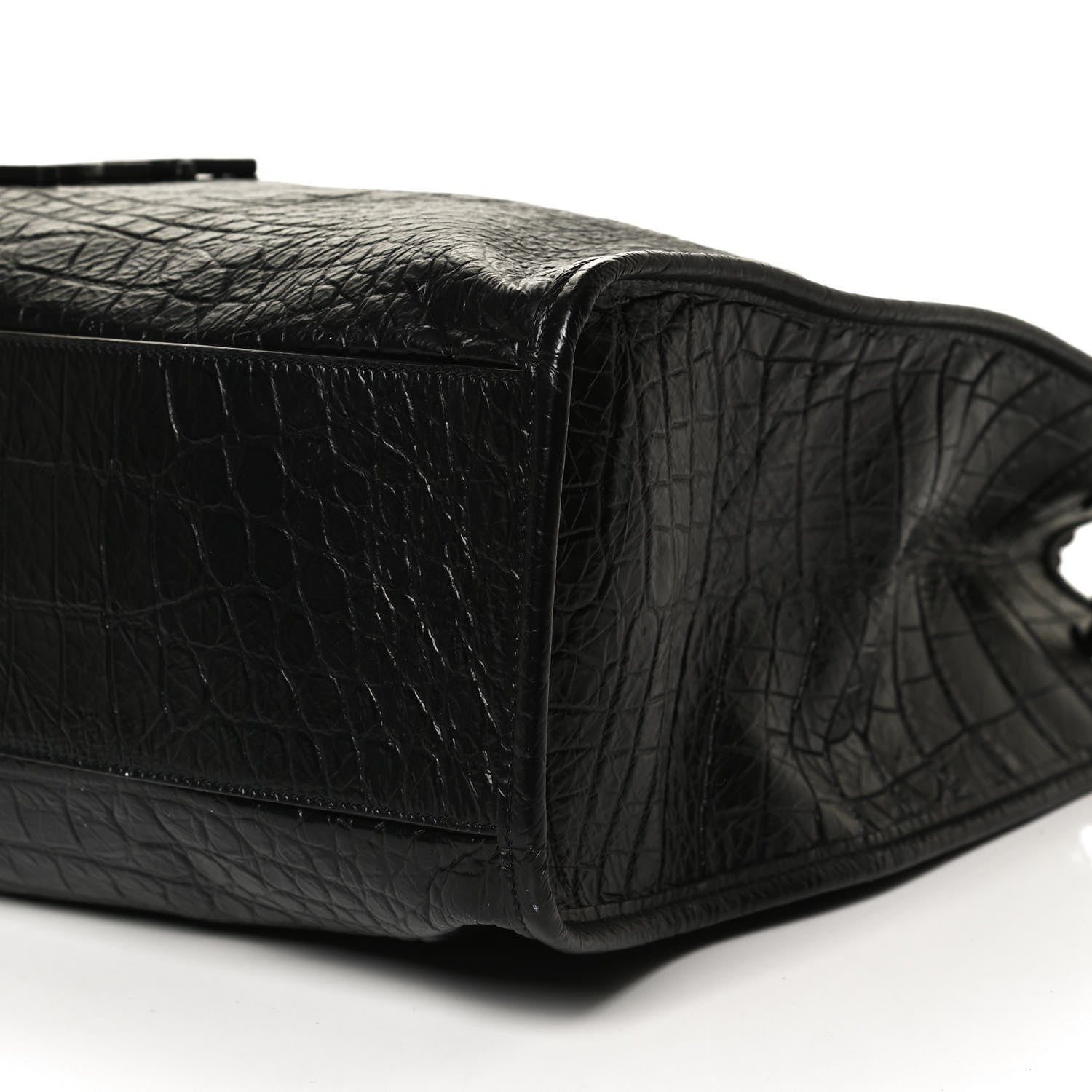Saint Laurent Calfskin Crocodile Embossed Monogram Large Niki Shopping Bag Black 10 of 10