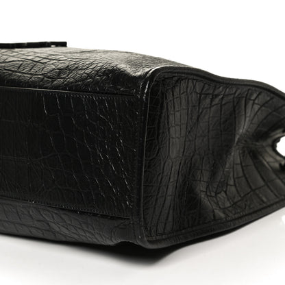 Saint Laurent Calfskin Crocodile Embossed Monogram Large Niki Shopping Bag Black 10 of 10