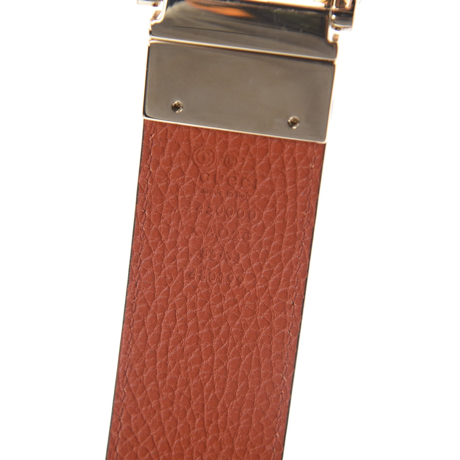 Gucci Calfskin 1973 Reversible Belt 85 34 Orange Black 5 of 7