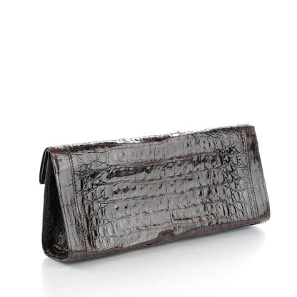 Nancy Gonzalez Glossy Crocodile Foldover Clutch Brown 3 of 7