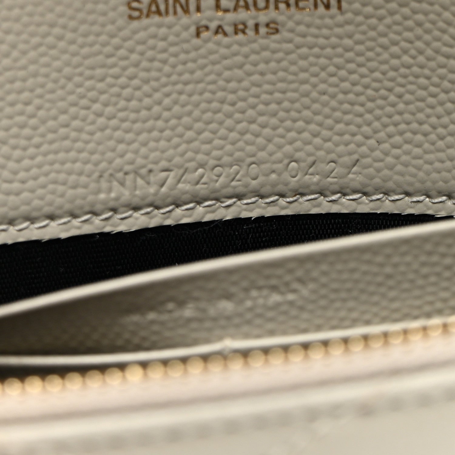Saint Laurent Grain De Poudre Matelasse Chevron Monogram Envelope Chain Wallet Crema Soft 8 of 10