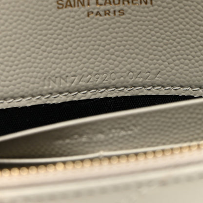 Saint Laurent Grain De Poudre Matelasse Chevron Monogram Envelope Chain Wallet Crema Soft 8 of 10