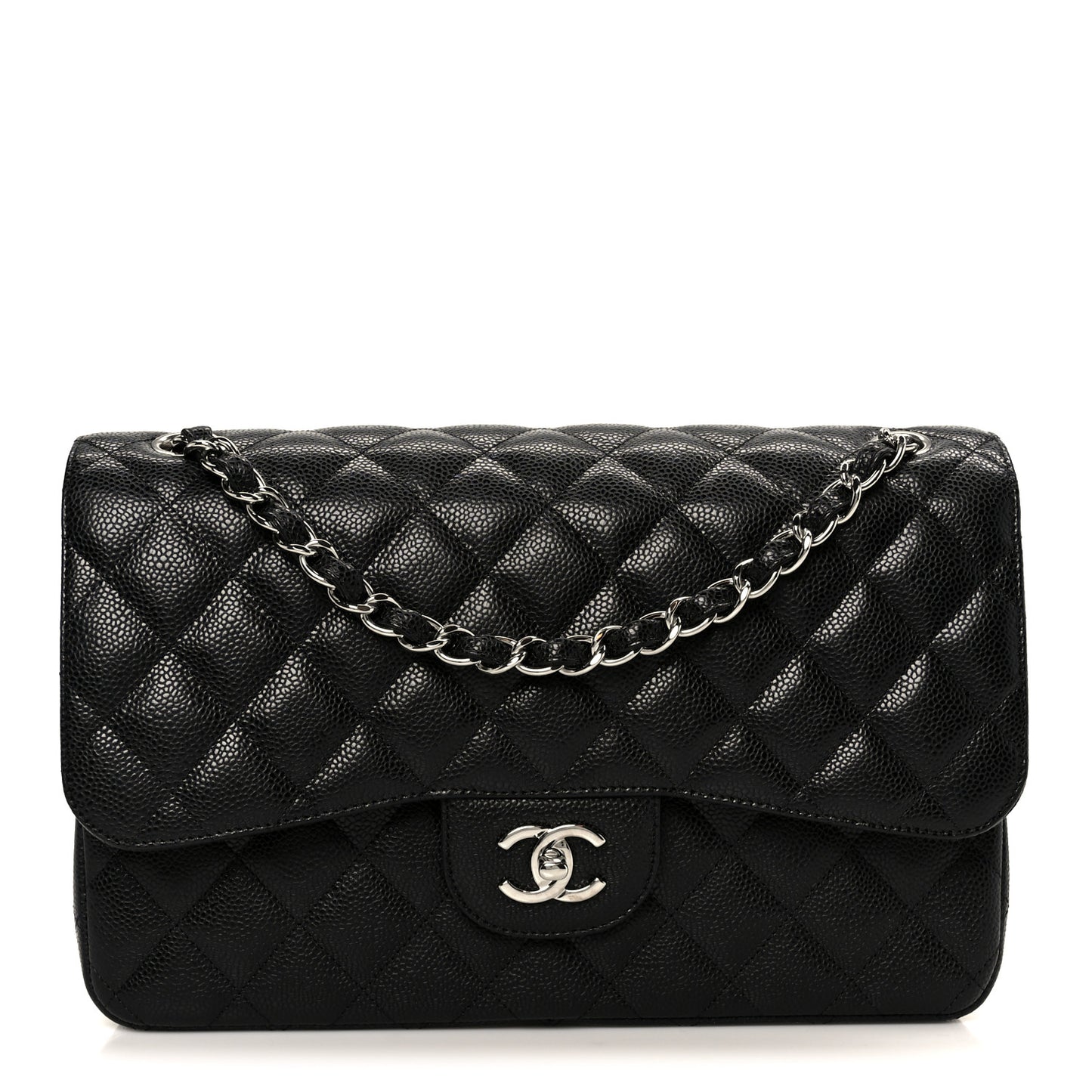 Caviar Quilted Jumbo Double Flap Black
