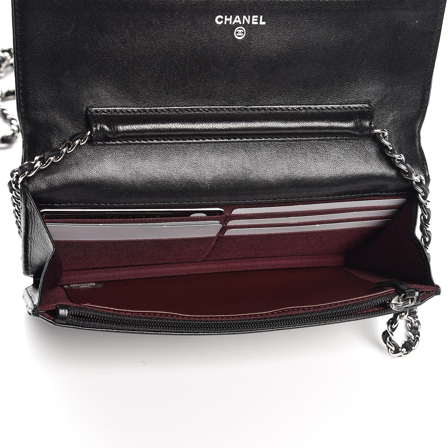 Chanel Lambskin Quilted Wallet On Chain WOC Black 5 of 15