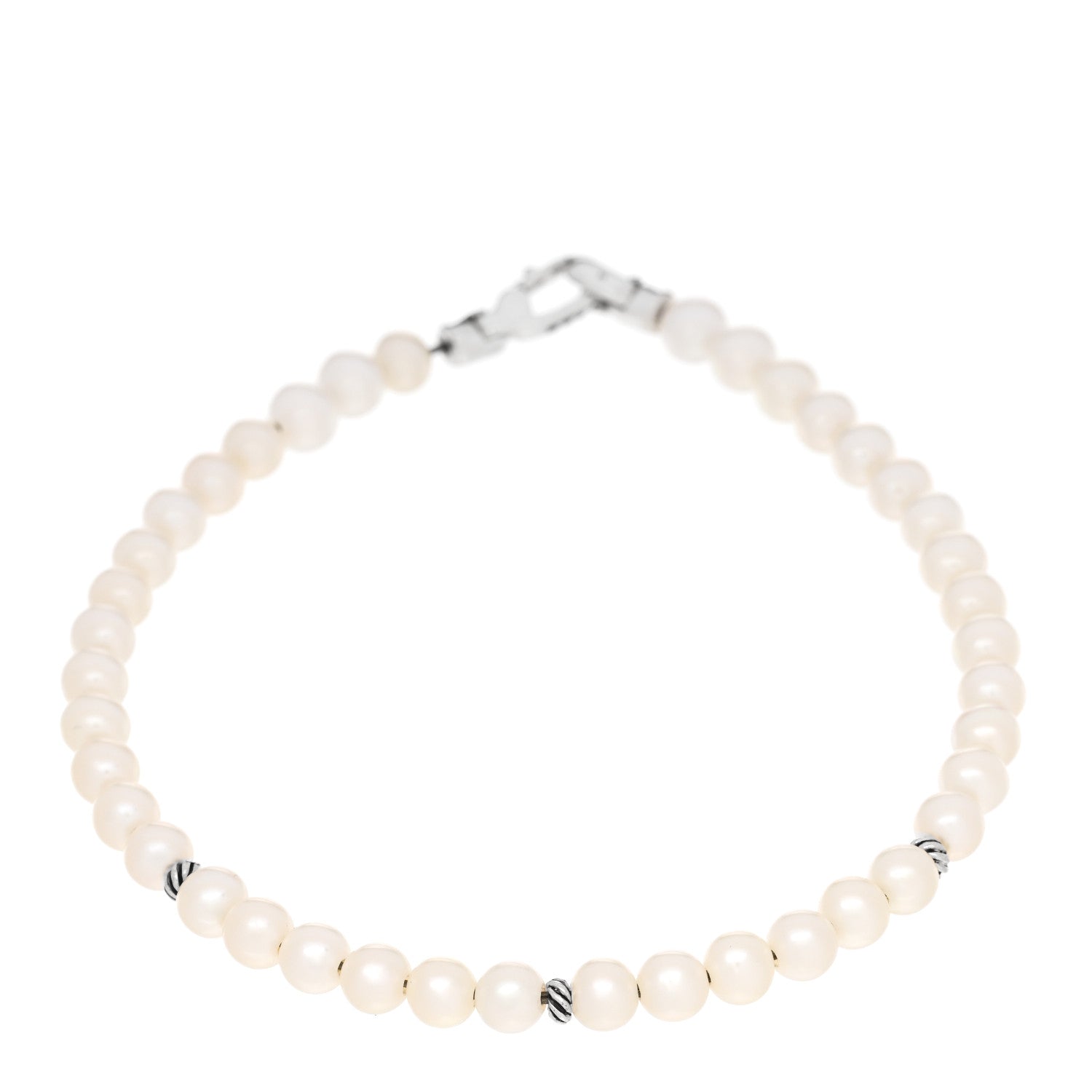 David Yurman Sterling Silver Pearl 5mm Bijoux Spiritual Beads Bracelet 1 of 5