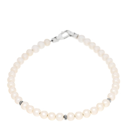 David Yurman Sterling Silver Pearl 5mm Bijoux Spiritual Beads Bracelet 1 of 5