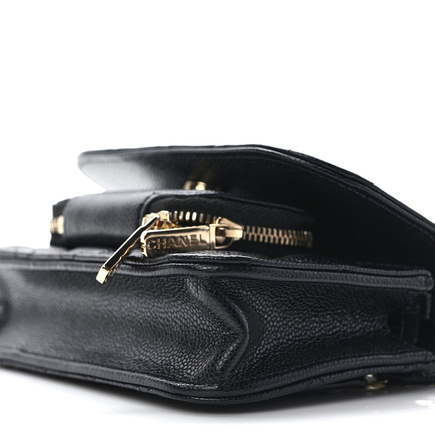 Caviar Quilted Business Affinity Clutch With Chain Black