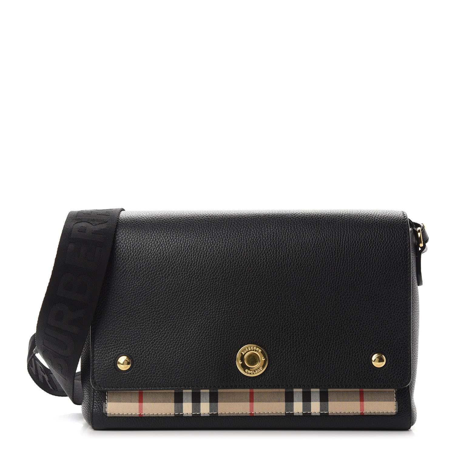 Burberry Grainy Calfskin Vintage Check Note Crossbody Bag Black 1 of 10