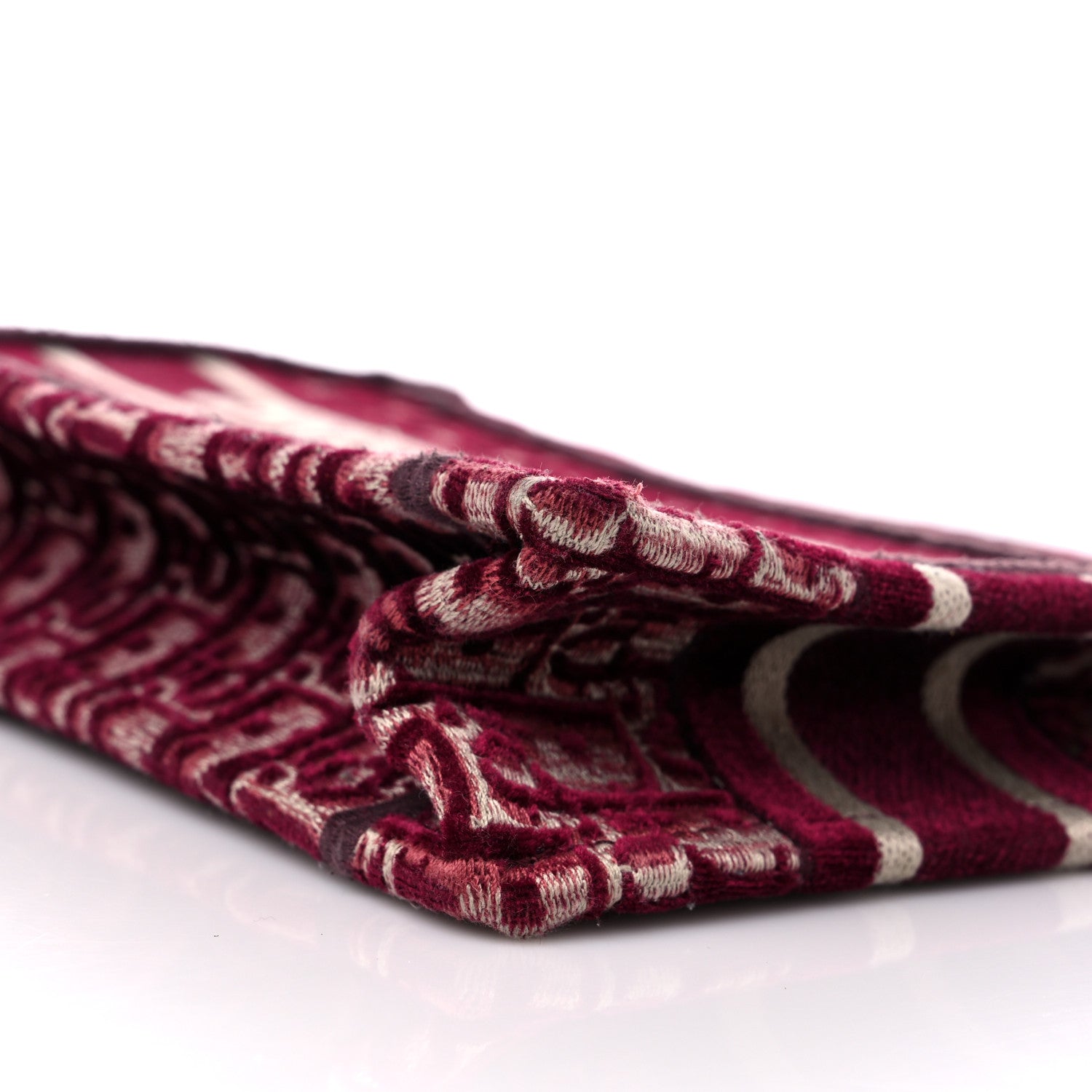 Christian Dior Velvet Oblique Embroidered Mini Book Tote Burgundy Multicolor 8 of 10