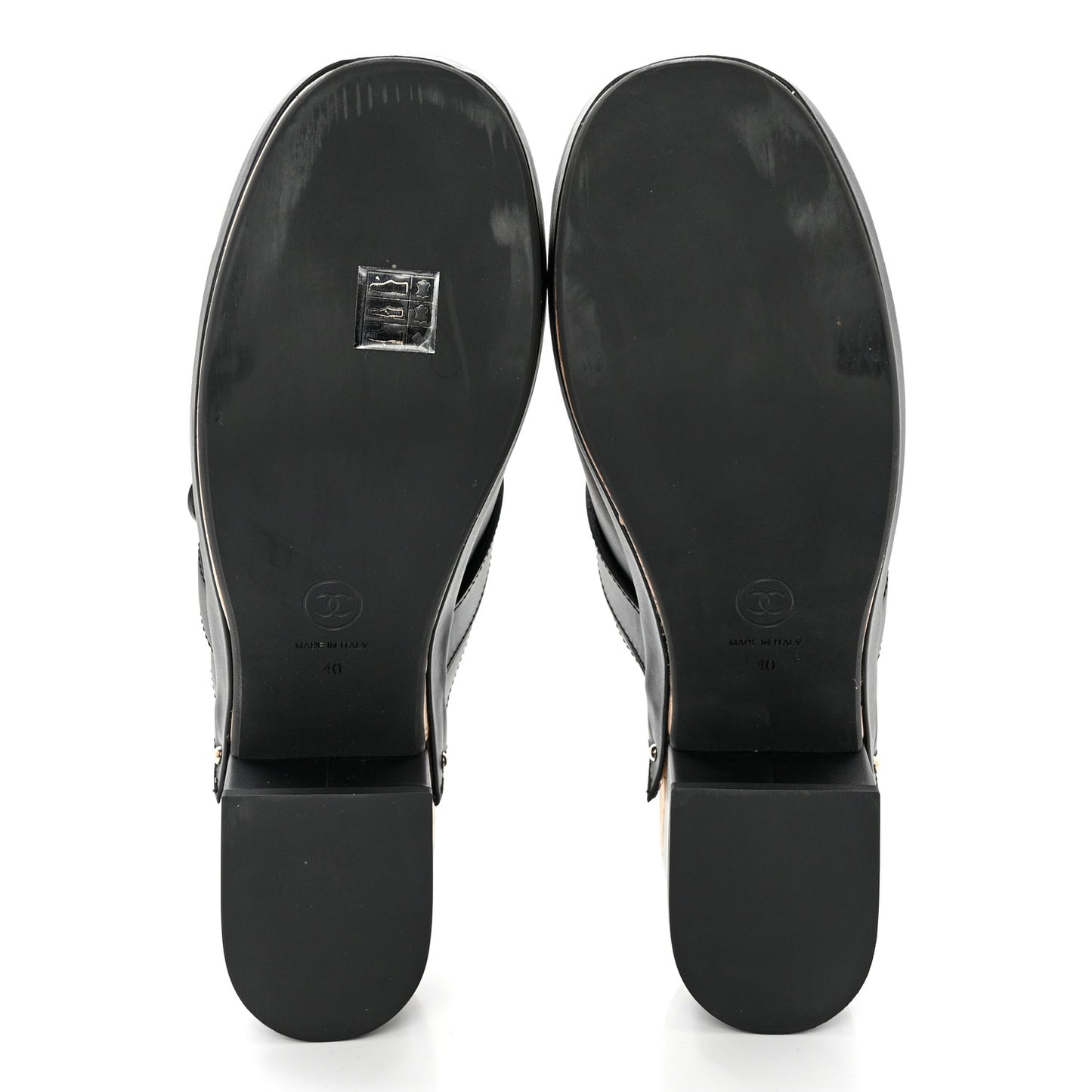 Calfskin CC Turn Lock Clogs 40 Black