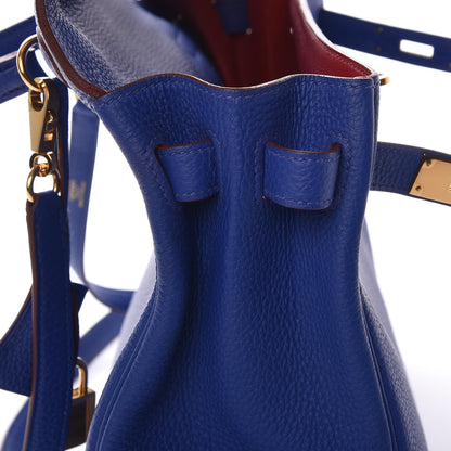 Hermes Togo Horseshoe Kelly Retourne 32 Bleu Electrique Rouge H 16 of 40