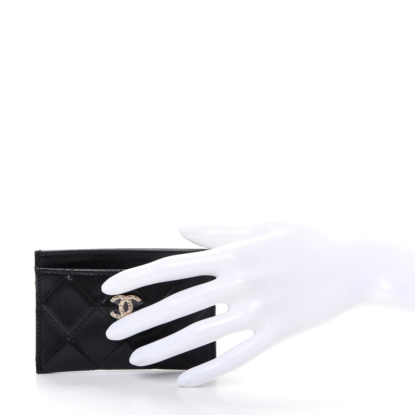 Lambskin Quilted Brilliant Card Holder Black
