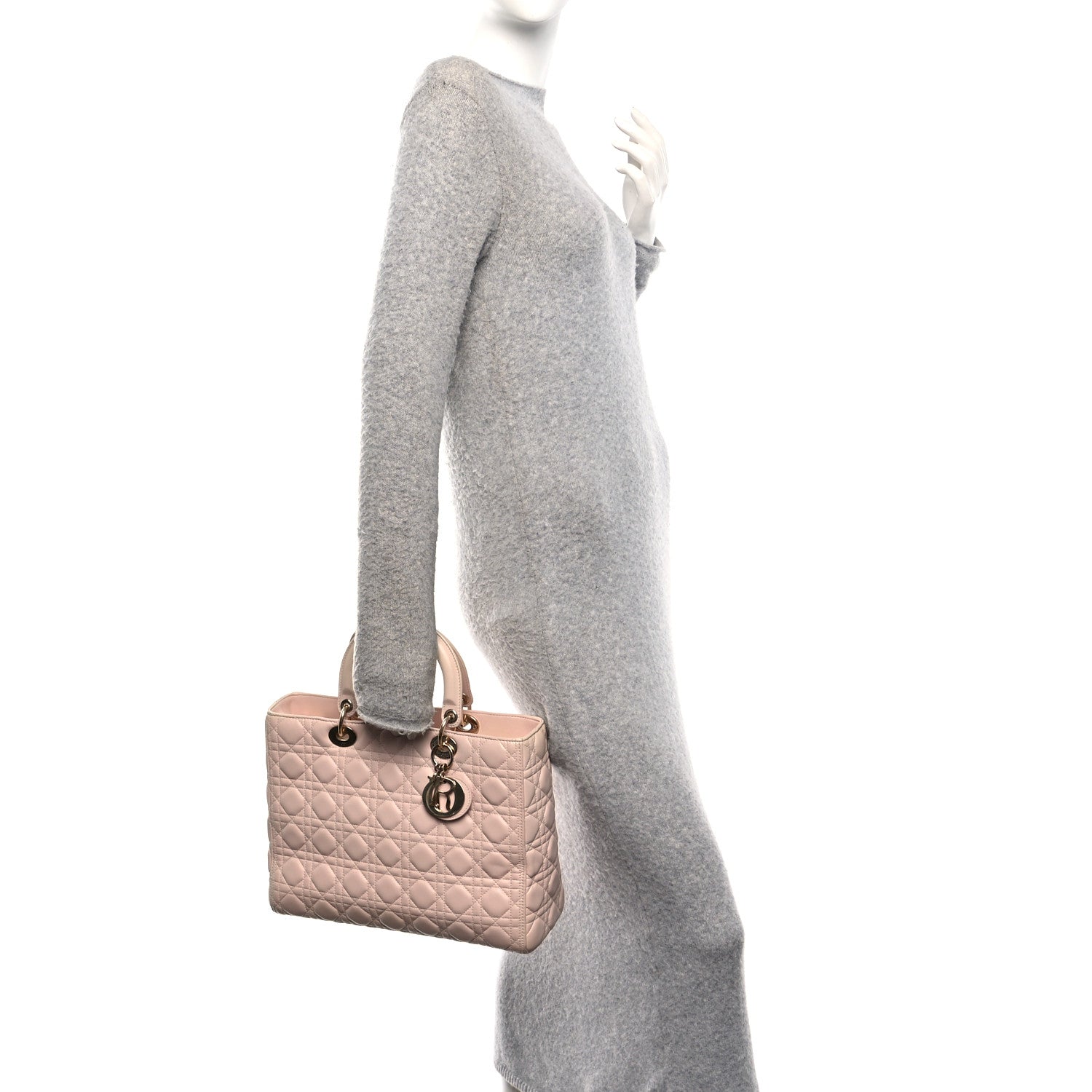 Christian Dior Lambskin Cannage Large Lady Dior Light Pink 2 of 10