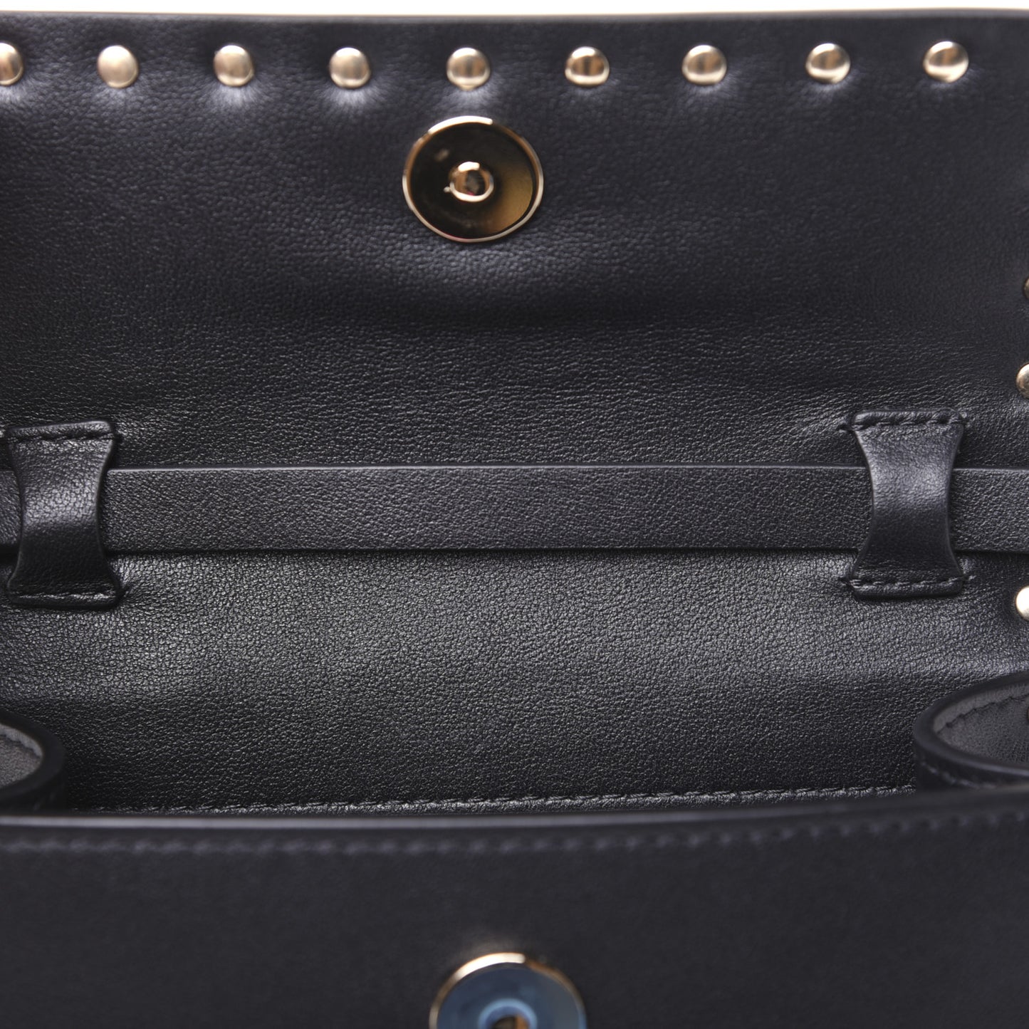 Vitello Rockstud Flap Crossbody Bag Black