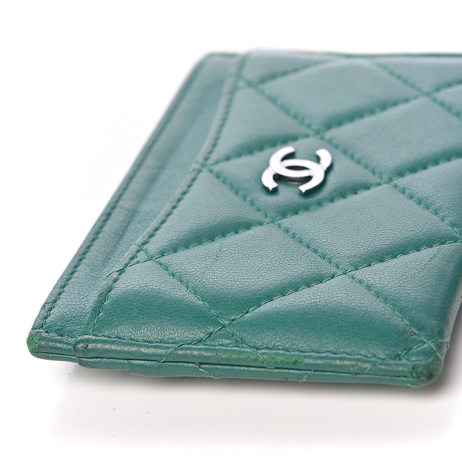 Chanel Lambskin Quilted Card Holder Green 9 of 10