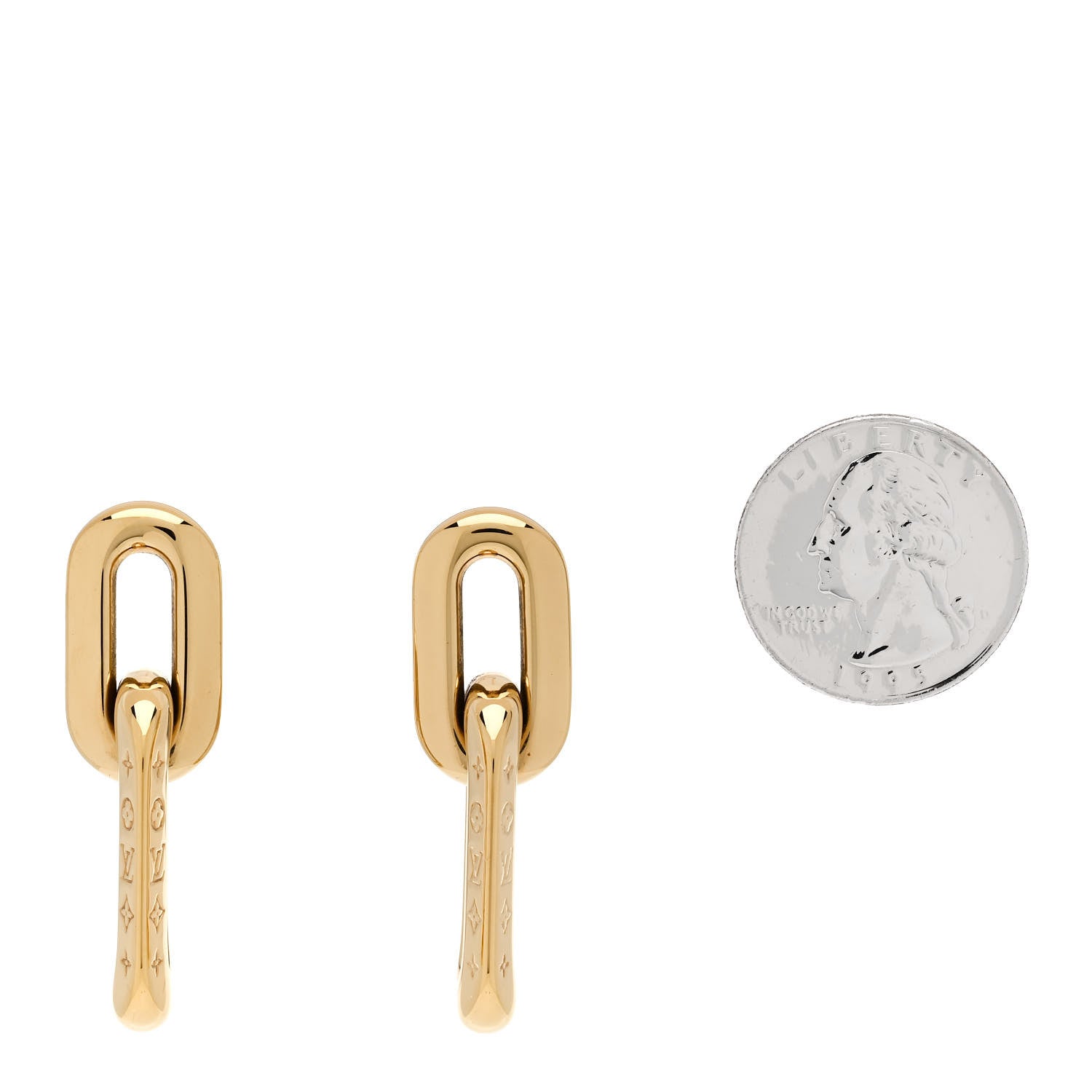 Louis Vuitton Metal LV Edge Double Hoop Earrings Gold 2 of 4